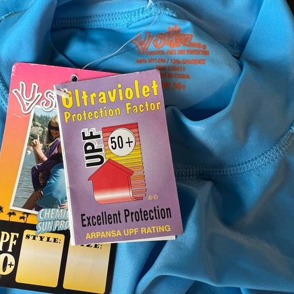 NWT UV Skinz Sun and Swim Shirt Mens Size XL Blue Mock Neck Short Sleeve - Picture 11 of 11